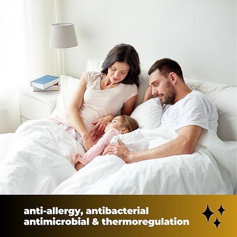 Anti-allergy, antibacterial, antimicrobial and thermo-regulation topper