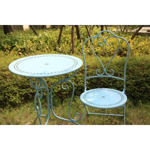 Glamhaus Seychelles Outdoor Antique Blue Bistro Set