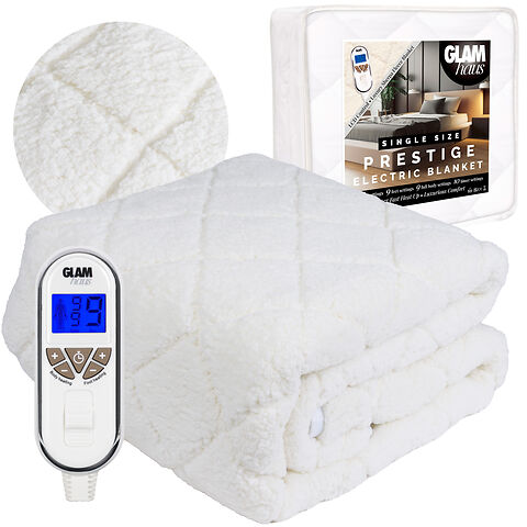 Glamhaus Luxury Sherpa Fleece Fitted Electric Blanket - Glamhaus